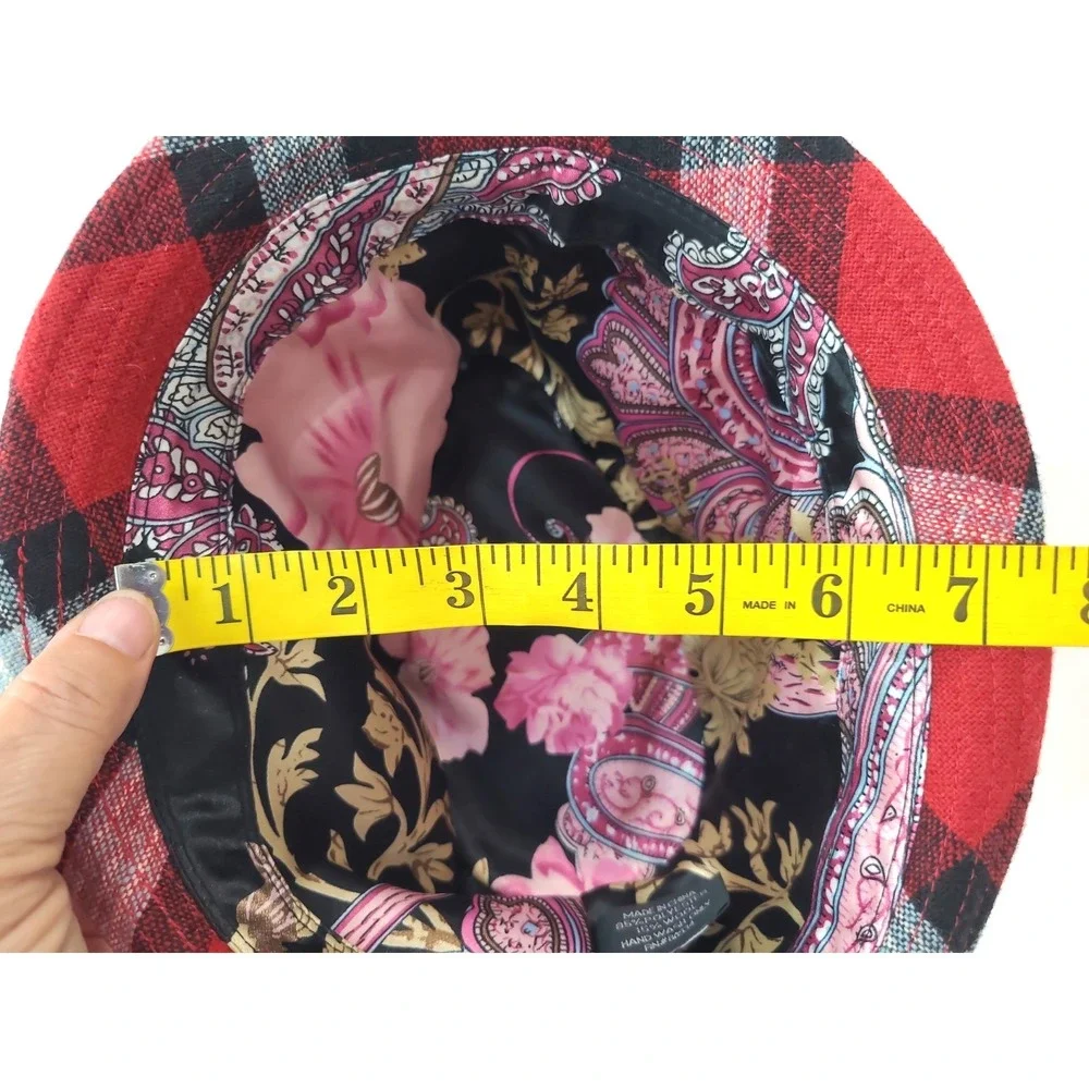August Hat Company Womens Red Tartan Plaid Fedora Wool Blend